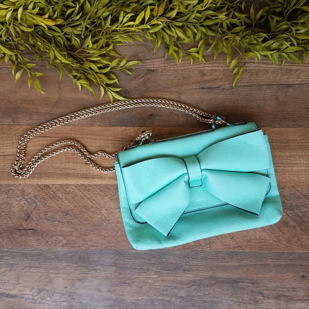 Charming Charlie • Teal Crossbody Bag with Bow